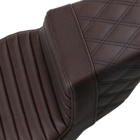 Thumbnail for SADDLEMEN Step-Up Seat - Front Tuck-n-Roll/Rear Lattice Stitch - Brown - FL '08-'23 808-07B-176BR
