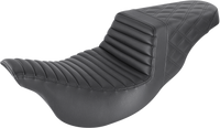 Thumbnail for SADDLEMEN Step-Up Seat - Front Tuck-n-Roll/Rear Lattice Stitch - Black - FL '08-23 808-07B-176