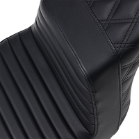 Thumbnail for SADDLEMEN Step-Up Seat - Front Tuck-n-Roll/Rear Lattice Stitch - Black 813-27-176