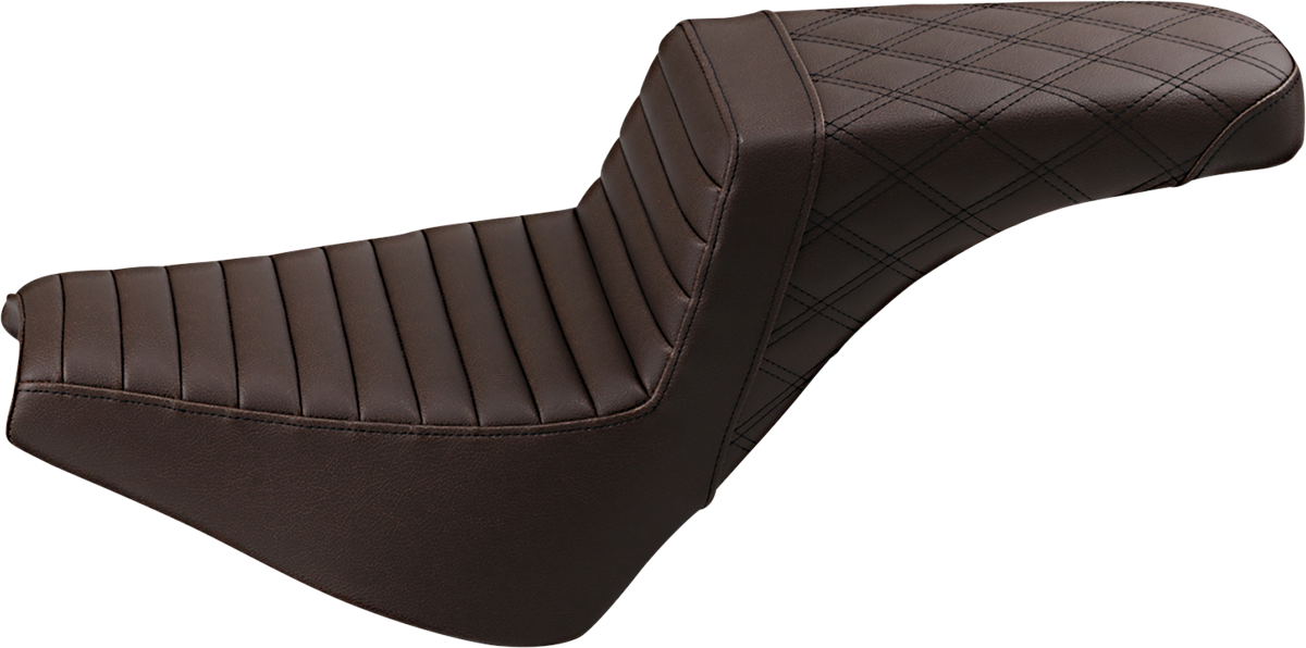 SADDLEMEN Step-Up Seat - Front Tuck-n-Roll/Rear Lattice Stitch - Brown 818-30-176BR