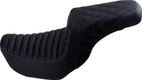 Thumbnail for SADDLEMEN Step-Up Seat - Front Tuck-n-Roll/Rear Lattice Stitch - Black 806-04-176