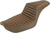 Thumbnail for SADDLEMEN Step-Up Seat - Front Tuck-n-Roll/Rear Lattice Stitch - Brown - Dyna 896-04-176BR