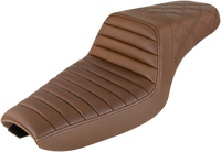 Thumbnail for SADDLEMEN Step-Up Seat - Front Tuck-n-Roll/Rear Lattice Stitch - Brown 807-03-176BR
