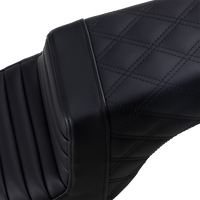 Thumbnail for SADDLEMEN Step-Up Seat - Front Tuck-n-Roll/Rear Lattice Stitch - Black 807-11-176