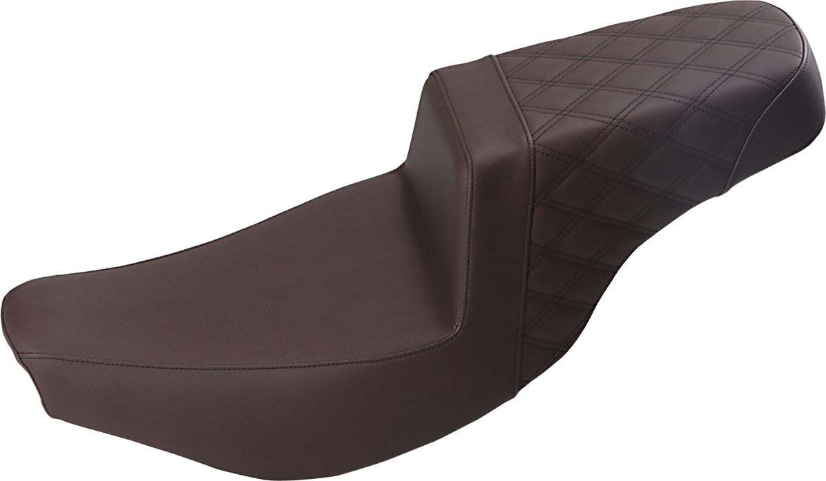 SADDLEMEN Step-Up Seat - Front Smooth/Rear Lattice - Brown - Indian I14-07-173BR