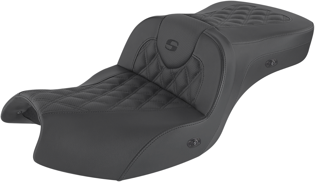 SADDLEMEN Roadsofa* Seat - Without Backrest - Full Lattice Stitch - Black - Heated - GL I20-06-182HCT
