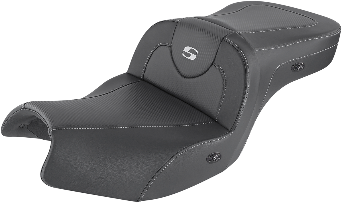 SADDLEMEN Heated Roadsofa* Seat - Carbon Fiber - Without Backrest - Black - Indian I20-06-185HCT