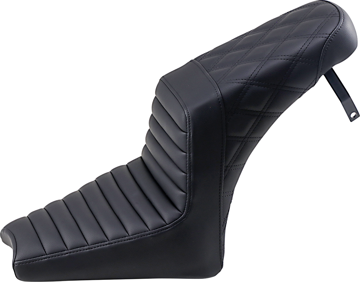 SADDLEMEN Step-Up Seat - Front Tuck-n-Roll/Rear Lattice Stitch - Black I18-33-176