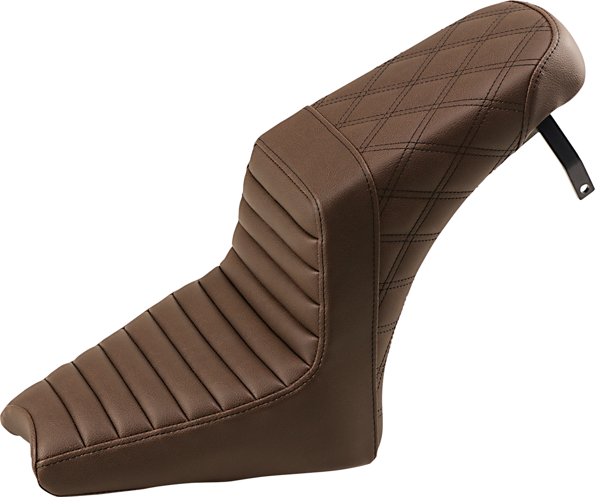 SADDLEMEN Step-Up Seat - Front Tuck-n-Roll/Rear Lattice Stitch - Brown I18-33-176BR