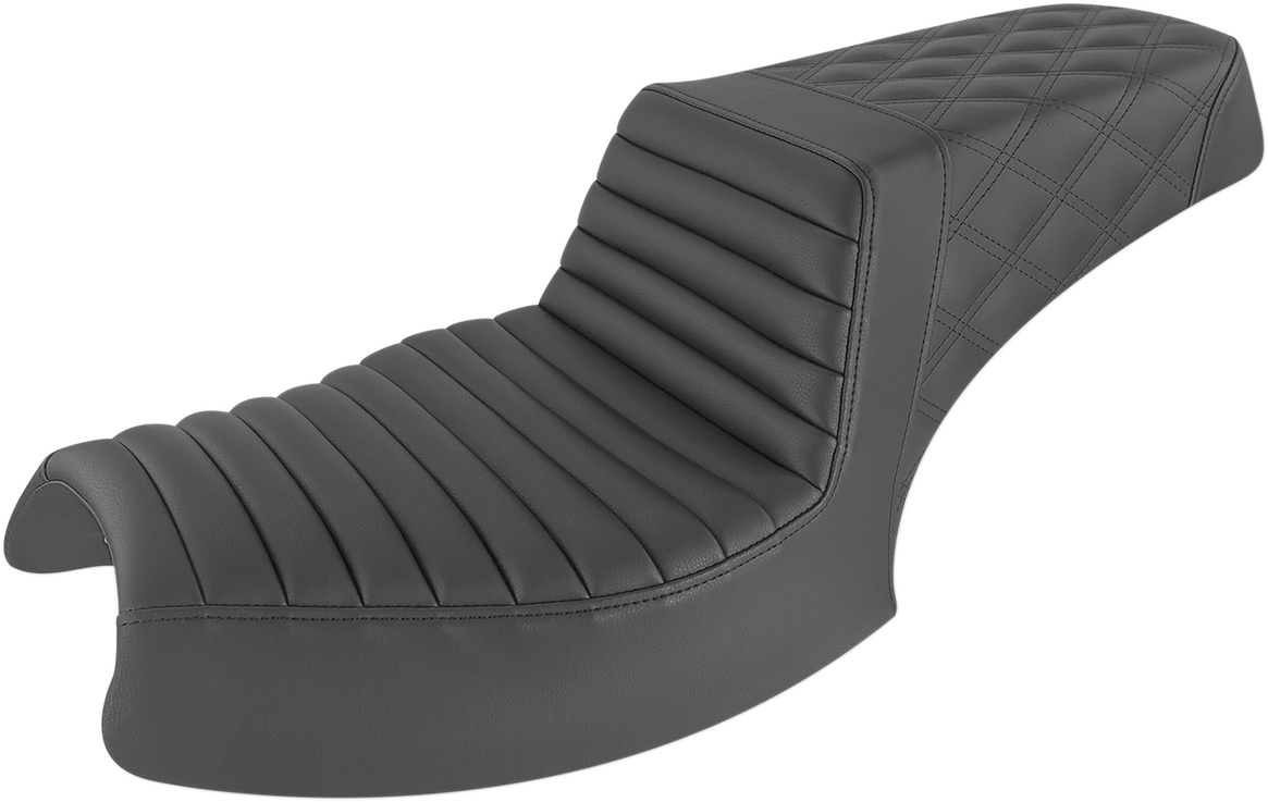 SADDLEMEN Step-Up Seat - Front Tuck-n'-Roll/Rear Lattice - Black - Challenger I20-06-176