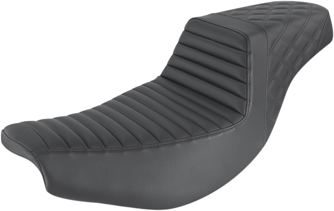 SADDLEMEN Step-Up Seat - Front Tuck-n'-Roll/Rear Lattice - Black - Indian I14-07-176