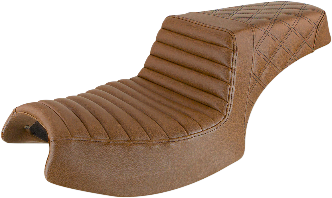 SADDLEMEN Step-Up Seat - Front Tuck-n'-Roll/Rear Lattice - Brown - Challenger I20-06-176BR