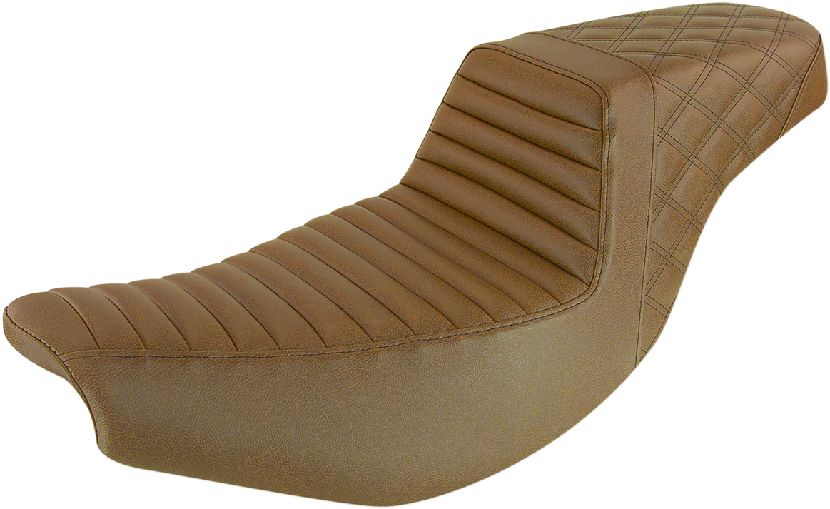 SADDLEMEN Step-Up Seat - Front Tuck-n'-Roll/Rear Lattice - Brown - Indian I14-07-176BR