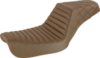 Thumbnail for SADDLEMEN Step-Up Seat - Front Tuck-n-Roll/Rear Lattice Stitch - Brown - FXD 804-04-176BR