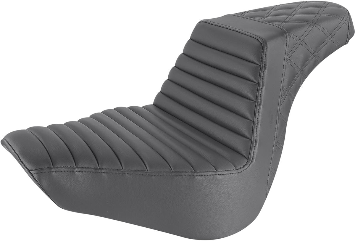 SADDLEMEN Step-Up Seat - Front Tuck-n-Roll/Rear Lattice Stitch - Black - FL/FX '18-'23 818-27-176