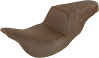 Thumbnail for SADDLEMEN Step-Up Seat - Extended Reach - Rear Lattice Stitch - Brown - '08-'23 FL 808-07B-173BREX