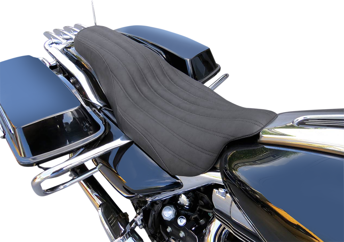 SADDLEMEN Knuckle 2-Up Seat - Black - Ribbed - '08-'23 FLH/FLT 808-07B-047K