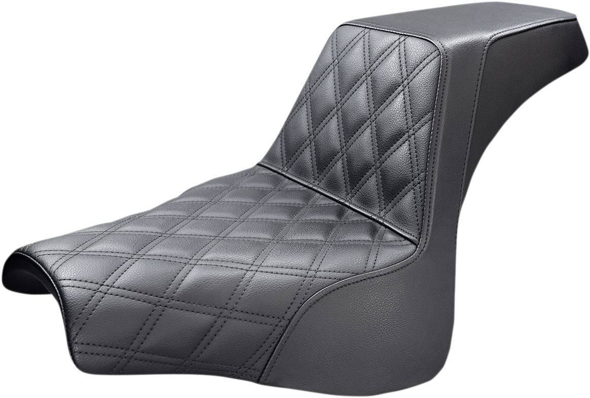 SADDLEMEN Step-Up Seat - Front Lattice Stitch - Black - FXFB 818-28-172