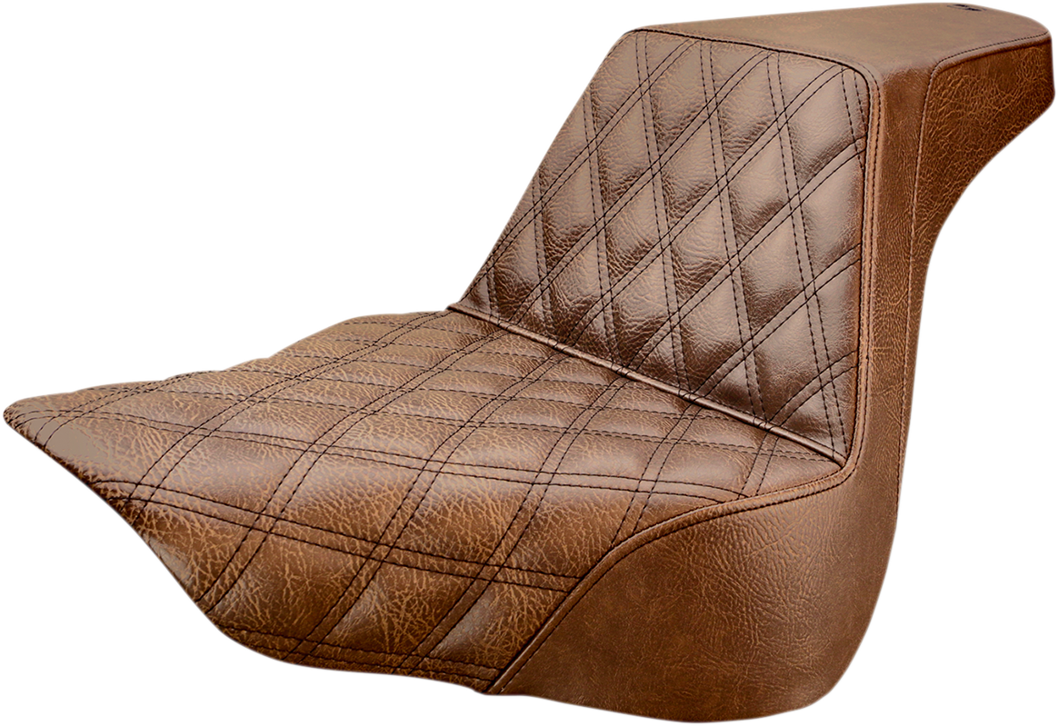 SADDLEMEN Step-Up Seat - Front Lattice Stitch - Brown - FL/FX '18-'23 818-27-172BR