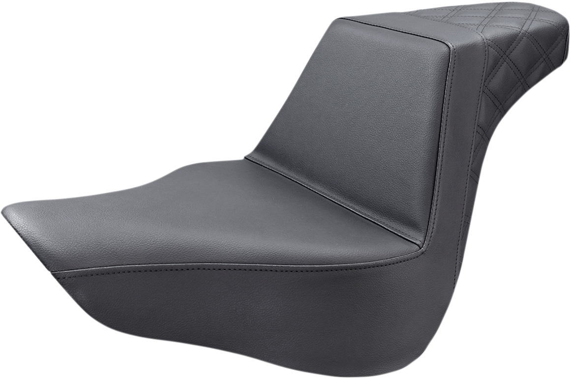 SADDLEMEN Step-Up Seat - Rear Lattice Stitch - Black - FL/FX '18-'23 818-27-173