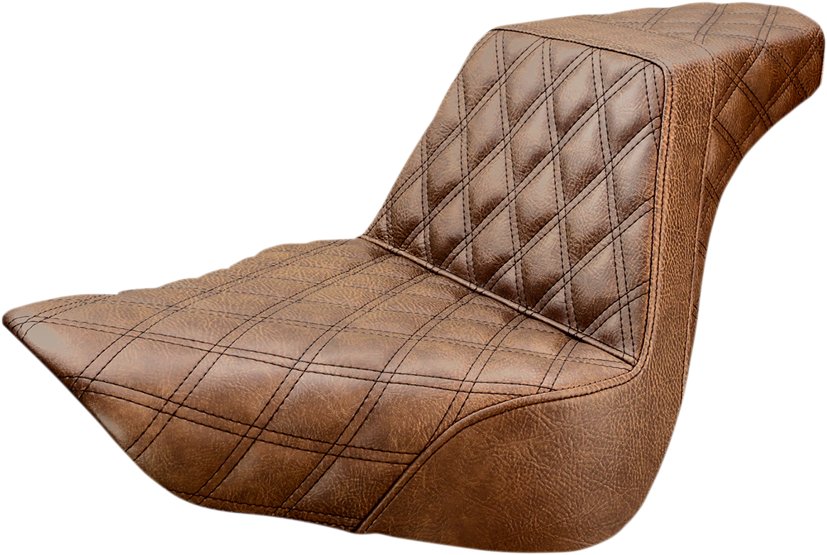 SADDLEMEN Step-Up Seat - Full Lattice Stitch - Brown - FL/FX '18-'23 818-27-175BR