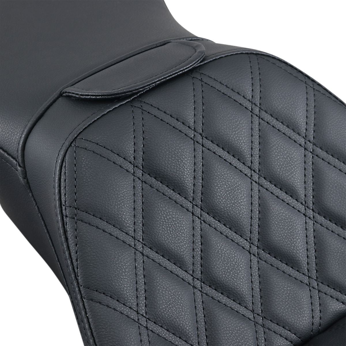 SADDLEMEN Explorer Seat - With Backrest - Lattice Stitched - Black - FLSTN 806-15-030LS