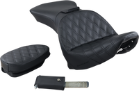 Thumbnail for SADDLEMEN Explorer Seat - With Backrest - Lattice Stitched - Black - FLSTS 800-23-030LS