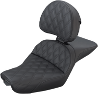 Thumbnail for SADDLEMEN Explorer Seat - With Backrest - Lattice Stitched - Black - XL '04-'20 807-03-030LS