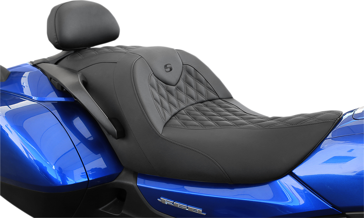 SADDLEMEN Seat - Roadsofa* - Without Backrest - Full Lattice Stitch - Black - Gold Wing '14-'17 H23-20-182