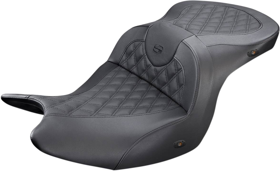 SADDLEMEN Roadsofa* Seat - Without Backrest - Full Lattice Stitch - Black - Heated - GL H18-07-182HCT