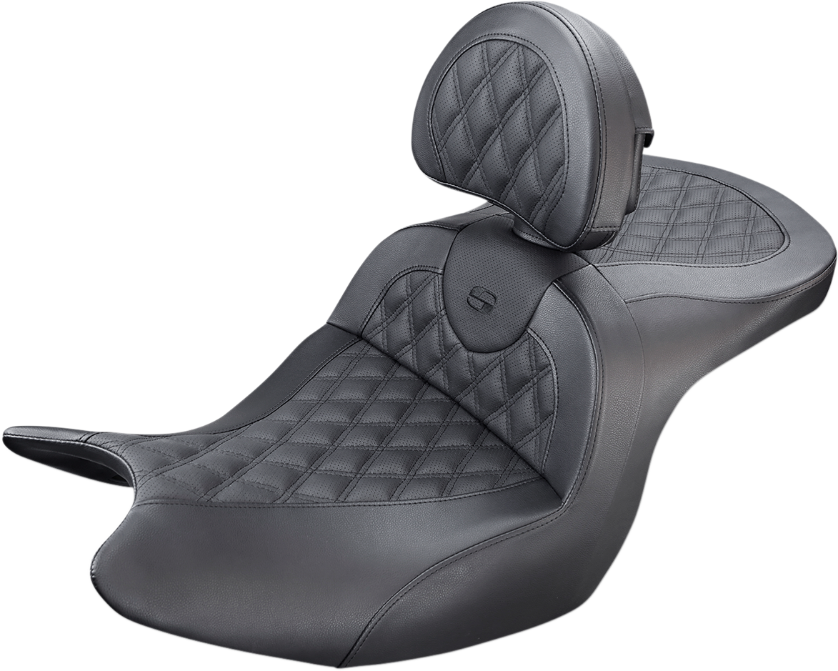 SADDLEMEN Seat - Roadsofa* - With Backrest - Full Lattice Stitch - Black H18-07-182BR