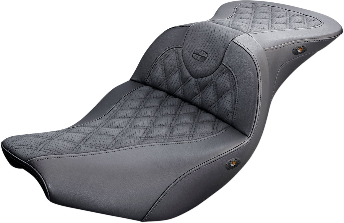 SADDLEMEN Roadsofa* Seat - Full Lattice Stitch - Heated - Black - Indian I14-07-182HCT