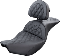 Thumbnail for SADDLEMEN Roadsofa* Seat - With Backrest - Full Lattice Stitch - Black - Indian I14-07-182BR