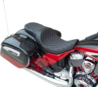 Thumbnail for DRAG SPECIALTIES Low Profile Touring Seat - Double Diamond w/ Silver Stitching - indian '14-'22 0810-2260