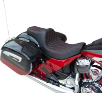 Thumbnail for DRAG SPECIALTIES Predator III Seat - Double Diamond - Red Stitching - Vinyl - '14-'22 Indian 0810-2264