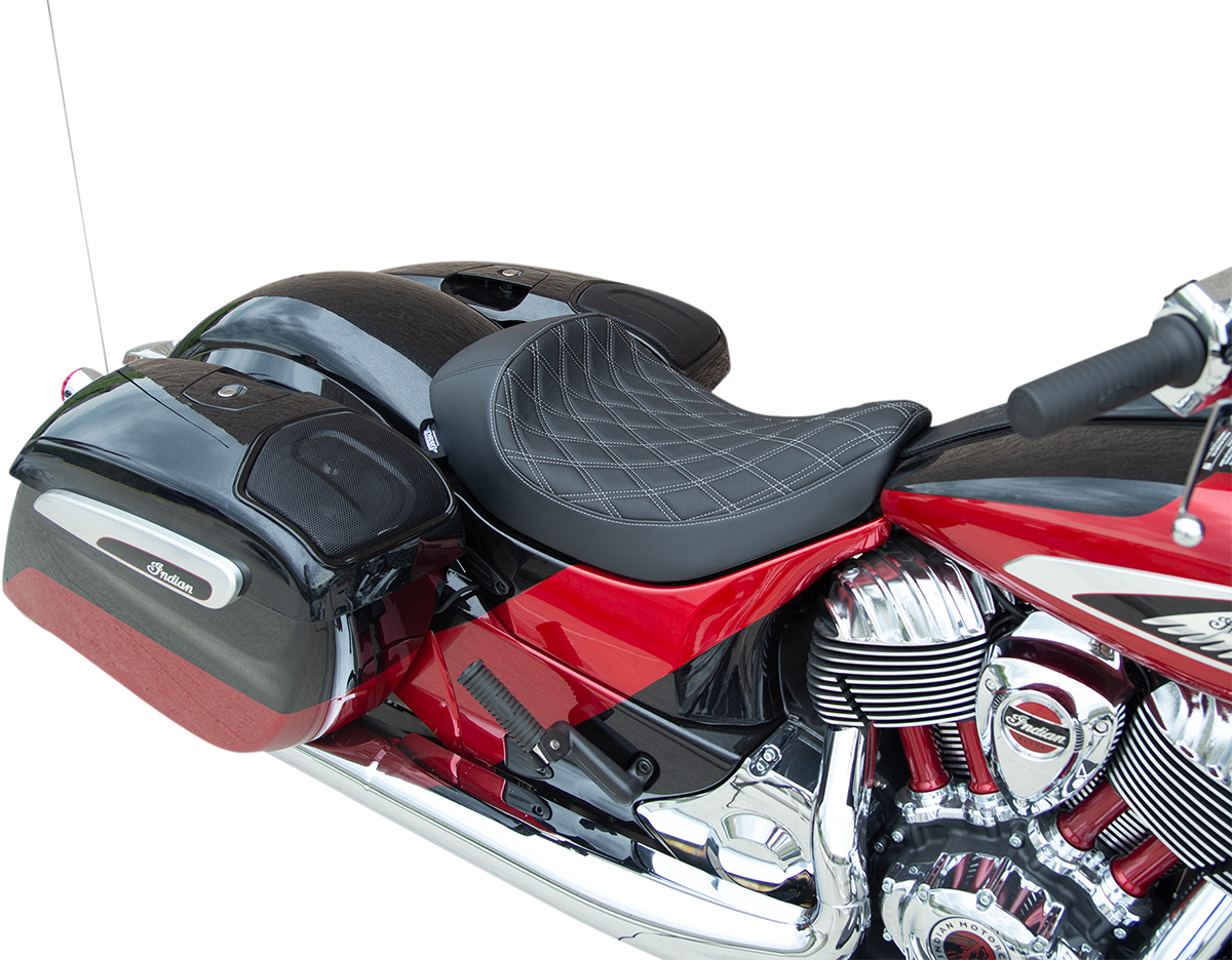 DRAG SPECIALTIES Solo Seat - Double Diamond - Silver Stitching - Indian '14-'22 0810-2268