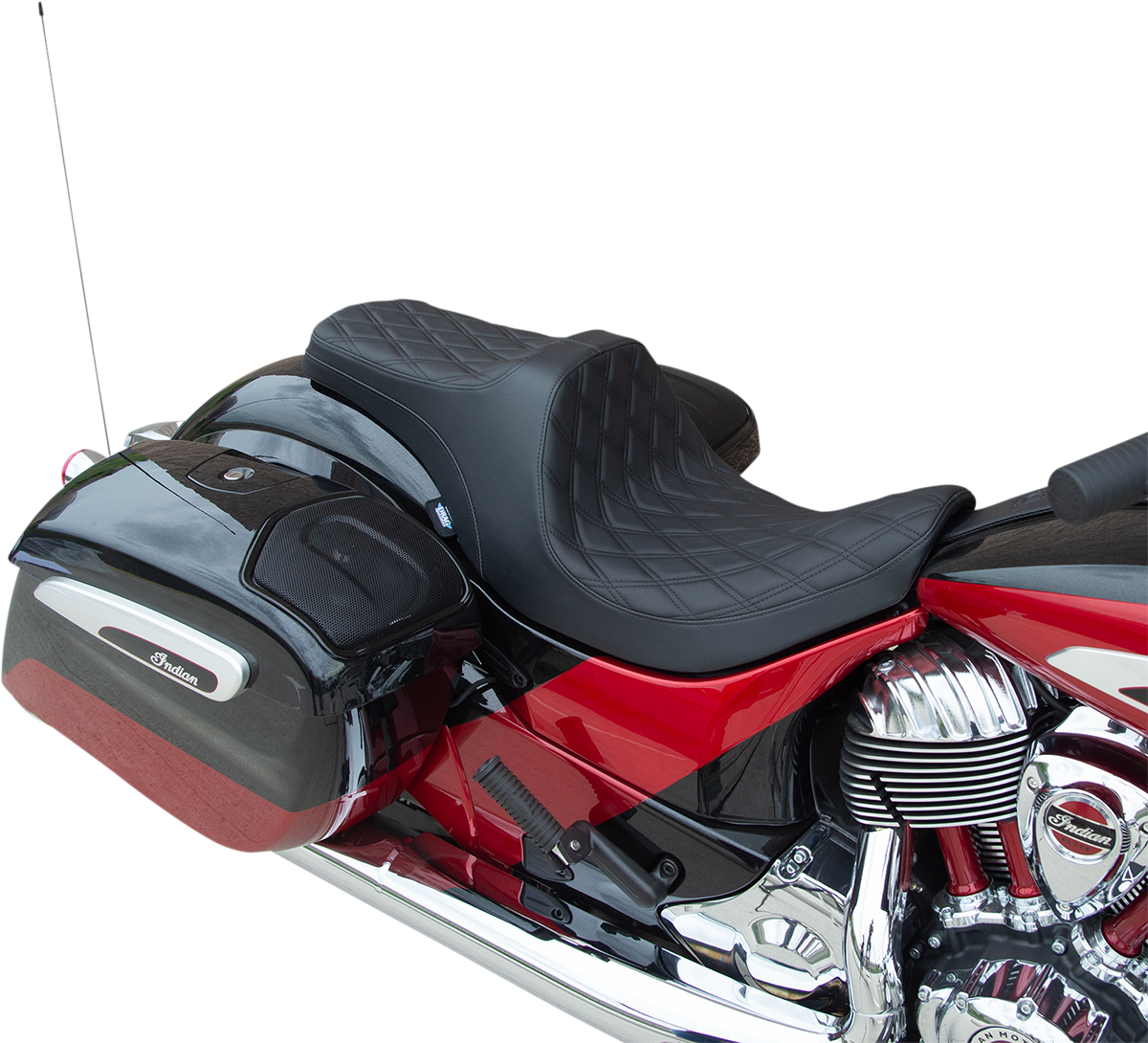 DRAG SPECIALTIES Predator III Seat - Forward Positioning - Double Diamond - Black Stitching - Indian '14-'22 0810-2270