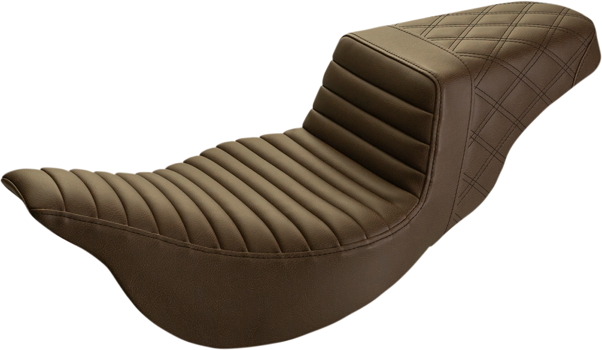 SADDLEMEN Step-Up Seat - Extended Reach - Front Tuck-n-Roll/Rear Lattice Stitch - Brown - FL '08-'23 808-07B-176BREX