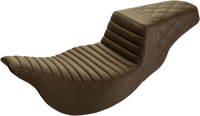 Thumbnail for SADDLEMEN Step-Up Seat - Extended Reach - Front Tuck-n-Roll/Rear Lattice Stitch - Brown - FL '08-'23 808-07B-176BREX