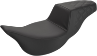 Thumbnail for SADDLEMEN Step-Up Seat - Extended Reach - Rear Lattice Stitch - Black - FL '08-'23 808-07B-173E