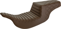 Thumbnail for SADDLEMEN Step-Up Seat - Front Tuck-n-Roll/Rear Lattice Stitch - Brown 897-07-176BR