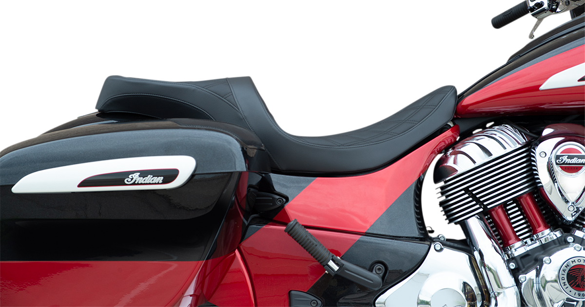 DRAG SPECIALTIES Low Profile Touring Seat - Double Diamond w/ Black Stitching - Indian '14-'22 0810-2258