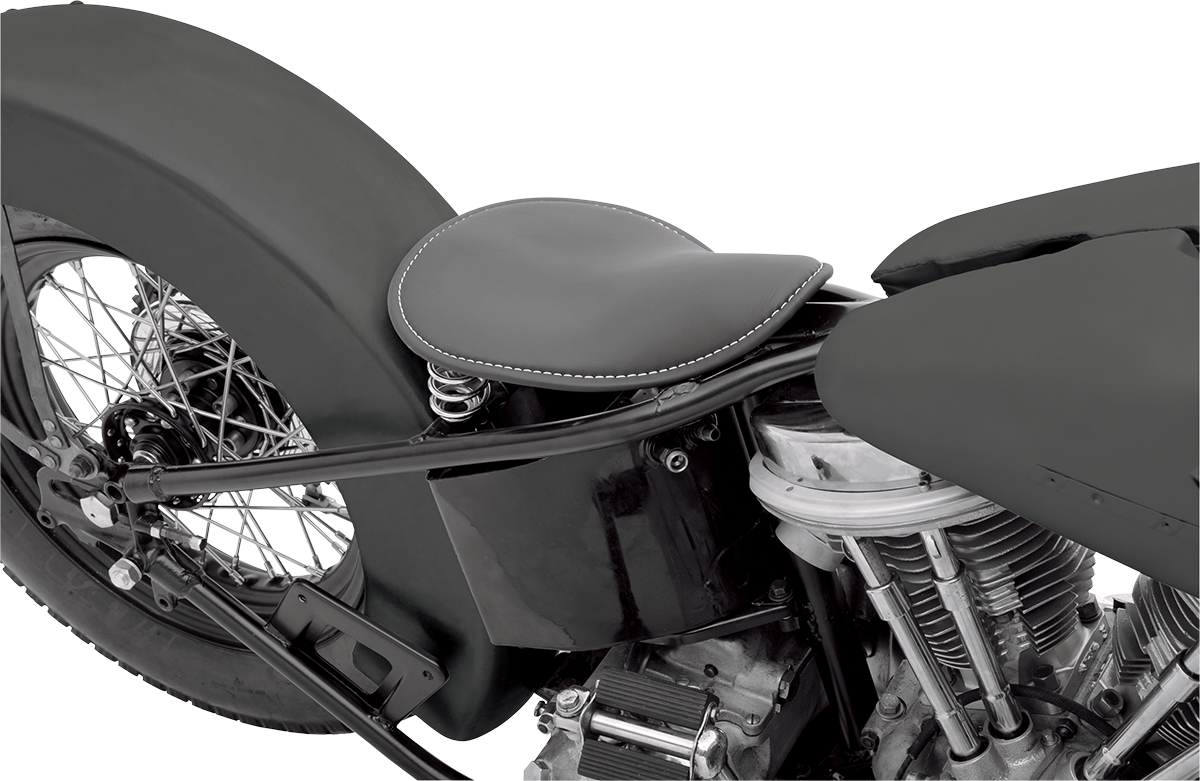 DRAG SPECIALTIES Seat - Spring Solo - Low-Profile - Small - Black Leather/White Stitching 0806-0028