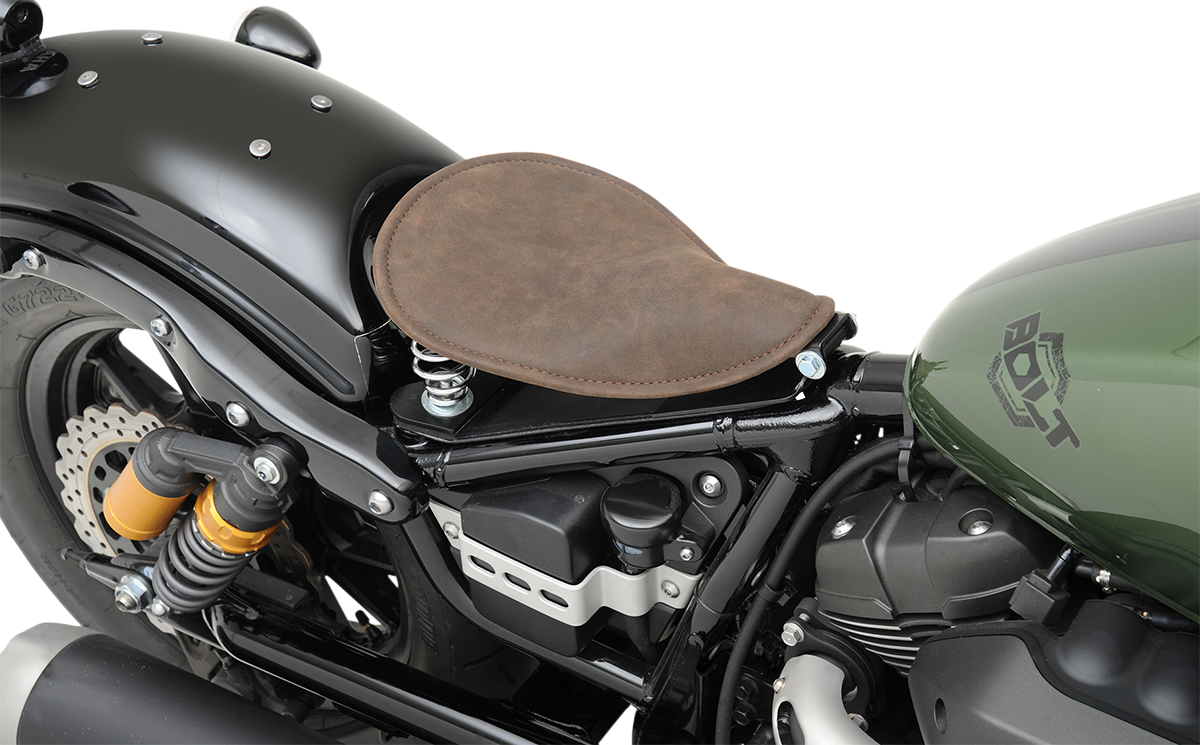 DRAG SPECIALTIES Seat - Spring Solo - Low-Profile - Small - Distressed Brown Leather 0806-0039