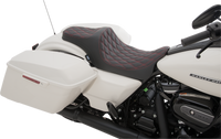 Thumbnail for DRAG SPECIALTIES Predator III Seat - Double Diamond - Red Stitched - FL '08-'22 0801-1116