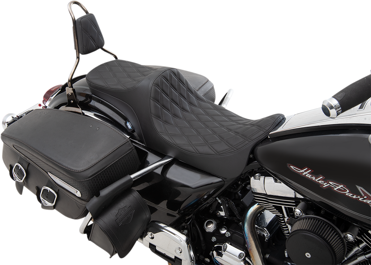 DRAG SPECIALTIES Predator III 2-Up Seat - Double Diamond - Black Thread - FL '08-'22 0801-1304