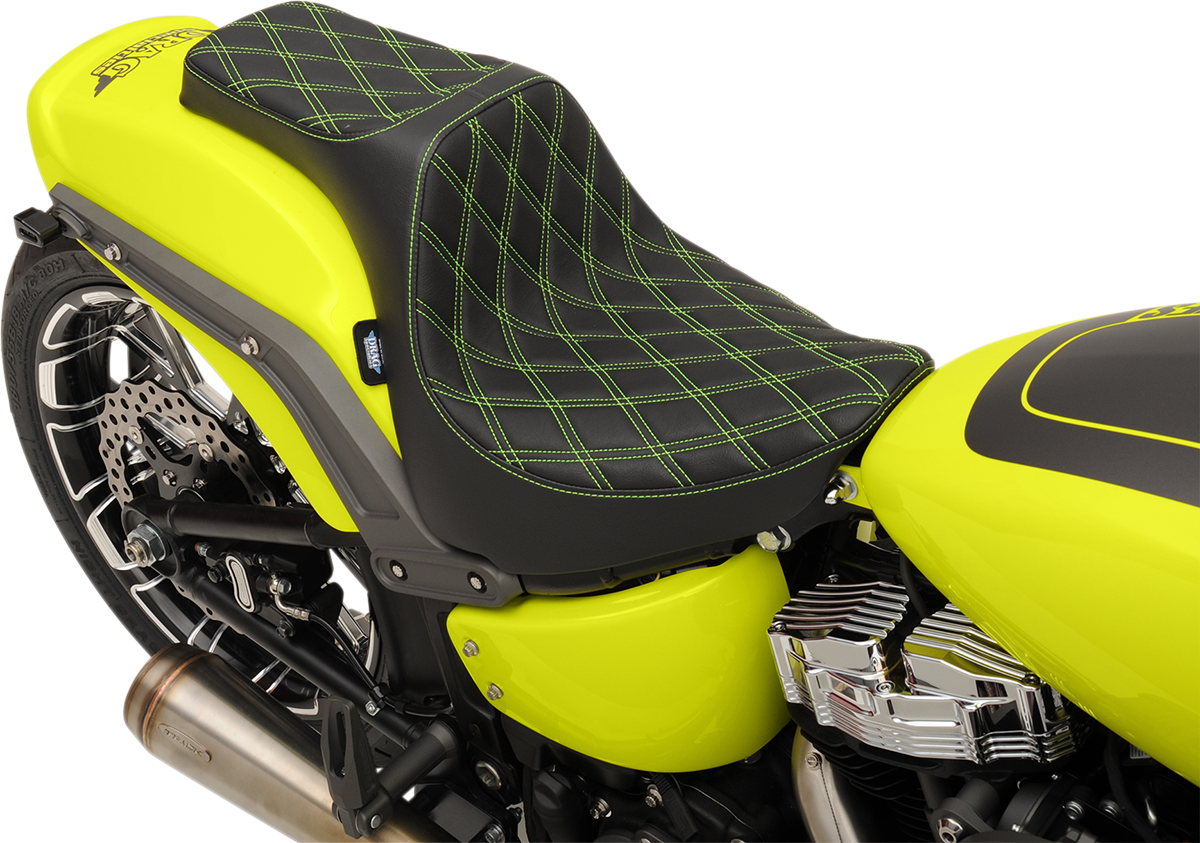 DRAG SPECIALTIES Predator III Seat - Double Diamond - Silver Stitched - FXFB/S '18-'22 0802-1073