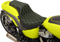 Thumbnail for DRAG SPECIALTIES Predator III Seat - Double Diamond - Silver Stitched - FXFB/S '18-'22 0802-1073