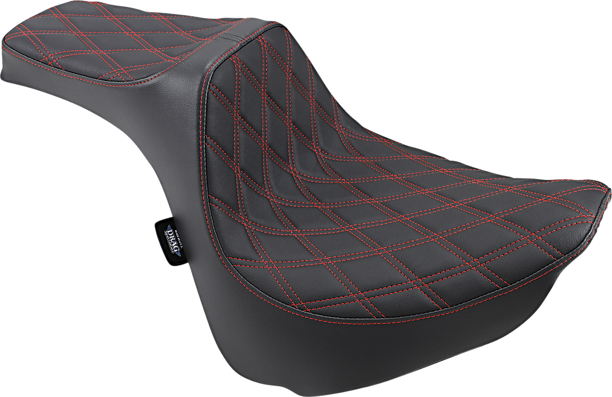 DRAG SPECIALTIES Predator III Seat - Double Diamond - Red Stitched - FXFB/S '18-'22 0802-1074