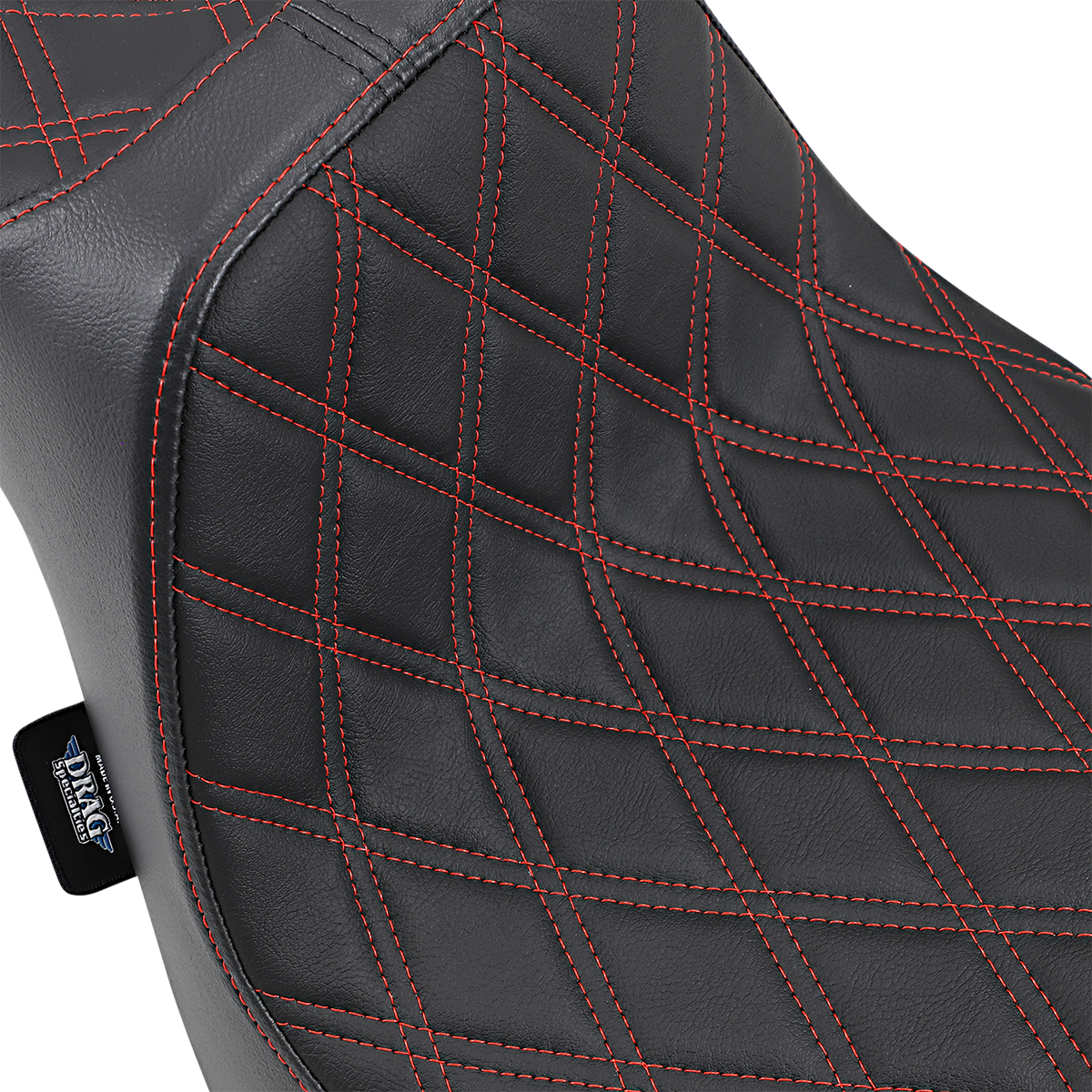 DRAG SPECIALTIES Predator III Seat - Double Diamond - Red Stitched - FXFB/S '18-'22 0802-1074